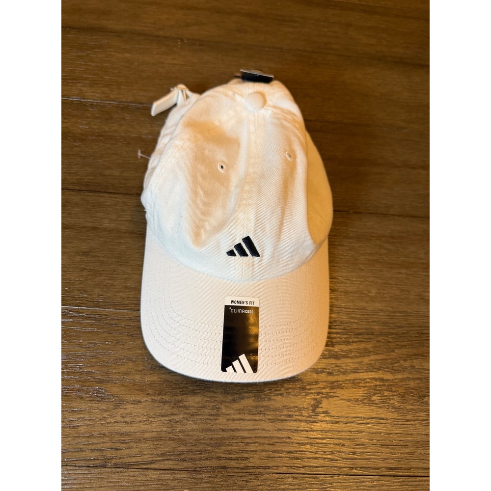 Adidas Baseball Hat Womens OSFA ClimaCool White Adjustable Cotton Logo Cap
